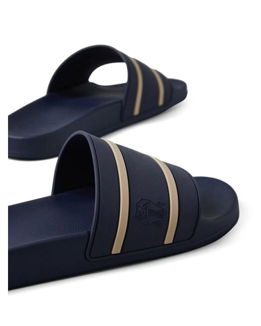 Brunello Cucinelli Blue Striped Rubber Sandals for men