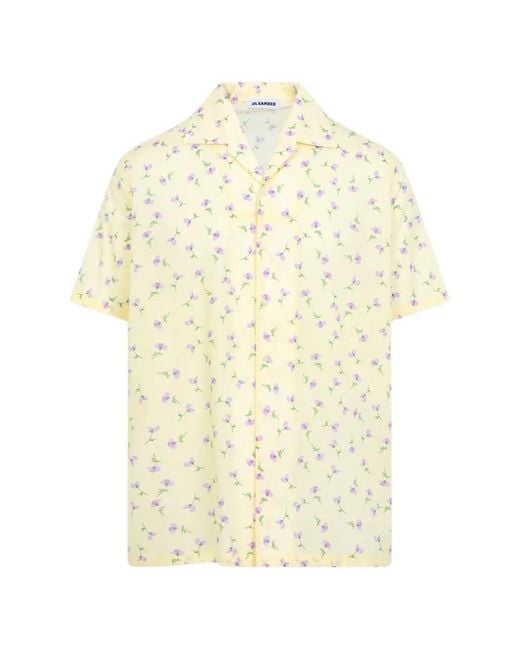 Jil Sander White Short-Sleeved Shirt With Floral Print for men