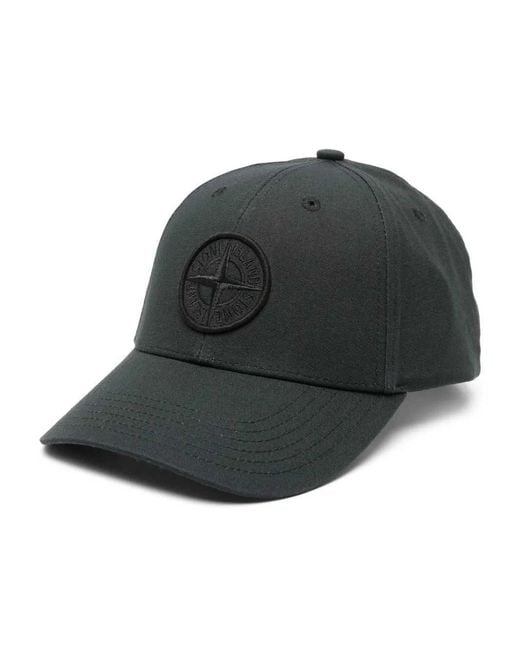 Stone Island Black Embroidered Logo Cap for men
