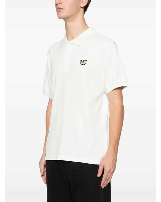 KENZO White Wild Tiger Cotton Polo Shirt for men