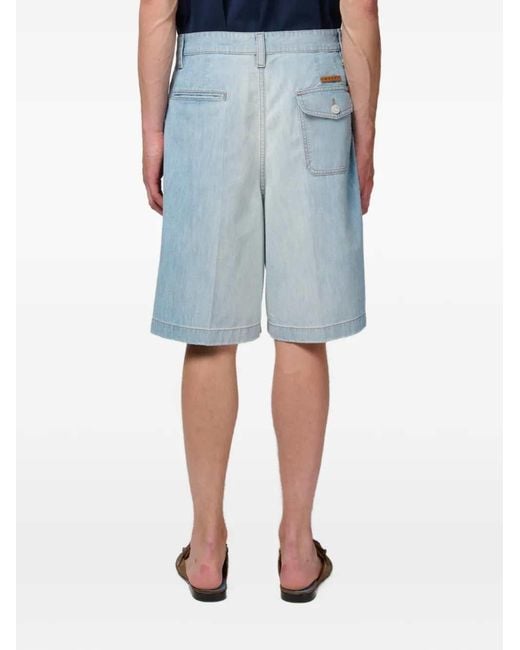 Marni Blue Pleated Bermuda Shorts for men