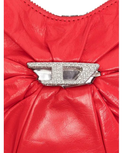 DIESEL Red Scrunch Leather Crossbody Bag