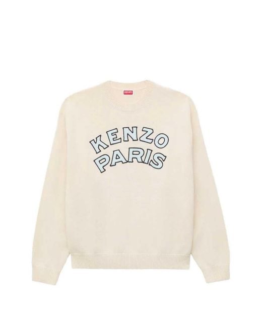 KENZO White Embroidered Sweater for men