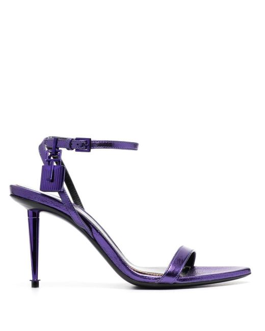 Tom Ford Blue Leather Pointed Toe Sandals
