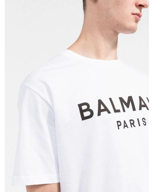 Balmain White Printed T-Shirt for men