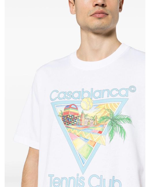 T-Shirt Con Stampa Grafica di Casablancabrand in White da Uomo