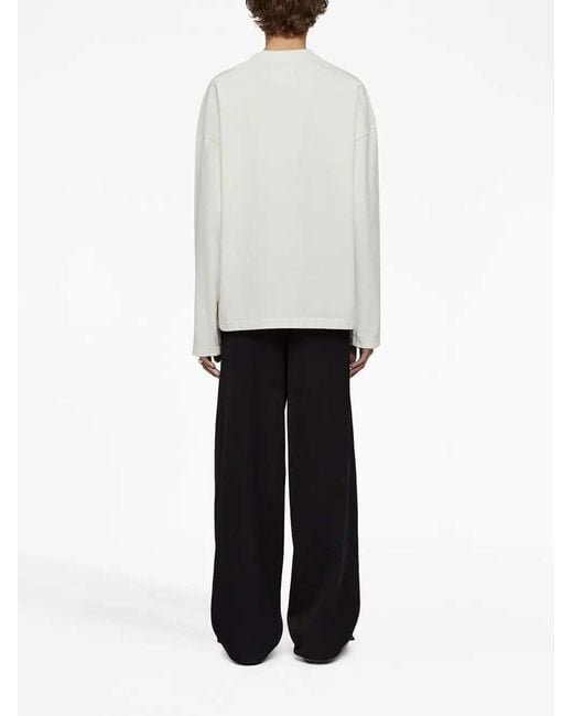 Jil Sander White Long-Sleeved Shirt With Logo Print for men