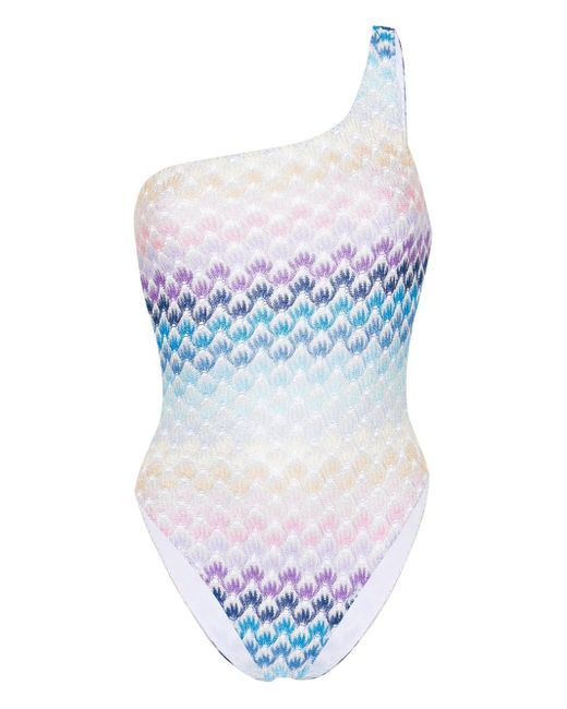 Missoni Blue One-Shoulder One-Piece Swimsuit