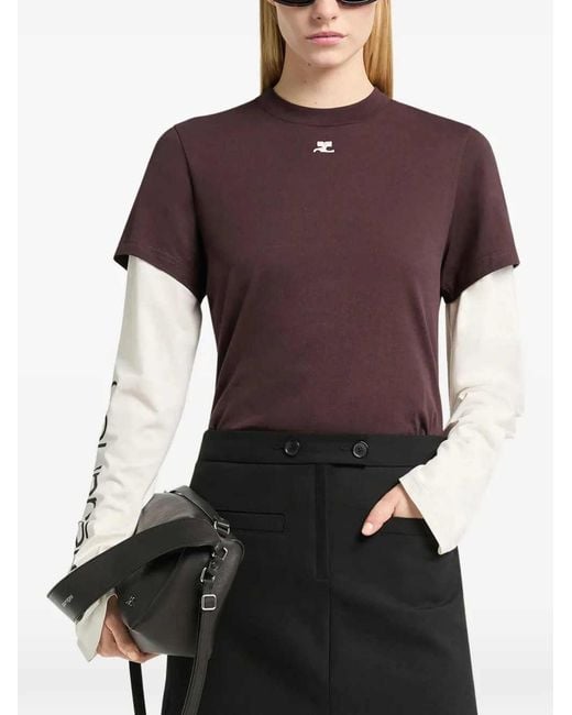 Courreges Purple Embroidered Logo T-Shirt
