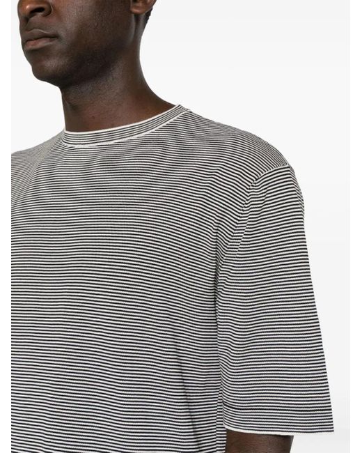 Lardini Gray Striped Cotton T-Shirt for men