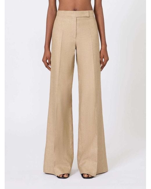 Max Mara Natural Regular-Fit Linen Natté Trousers