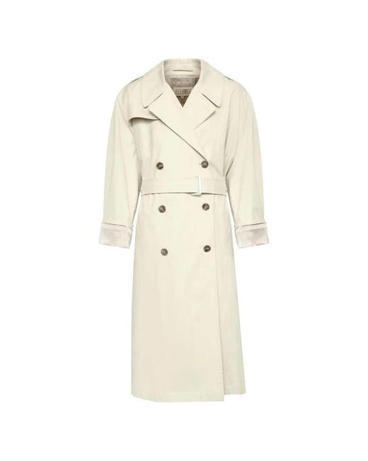 MM6 by Maison Margiela White Cotton Twill Trench Coat