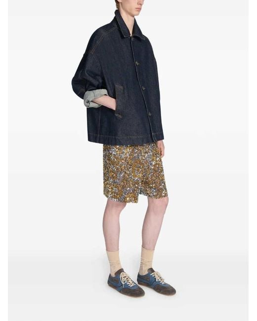 Dries Van Noten Brown Sequined Shorts for men