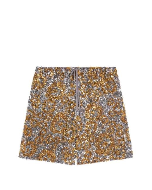 Dries Van Noten Brown Sequined Shorts for men