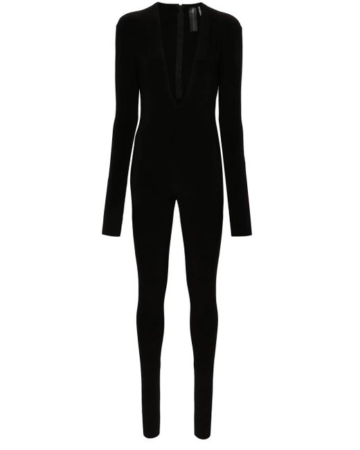 Norma Kamali Black Jumpsuit With Deep V-Neck