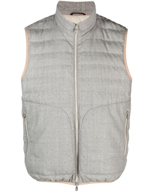 Brunello Cucinelli Gray Padded Vest With Zip for men