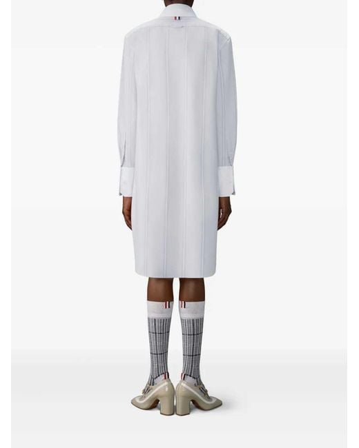 Thom Browne Gray Collared Long-Sleeved Dress