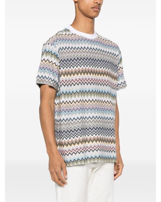 Missoni Gray Zigzag Cotton T-Shirt for men