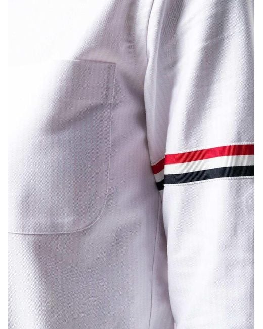 Thom Browne White Classic Button-Down Shirt With Striped Arm Bands