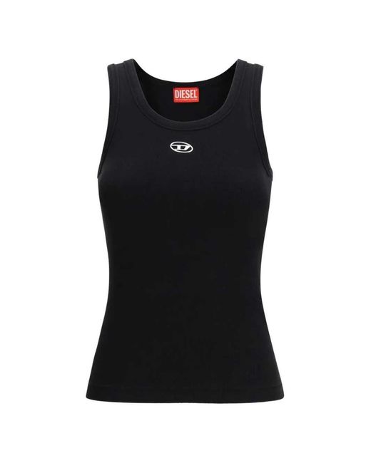 DIESEL Black Tank Top With Oval D Logo