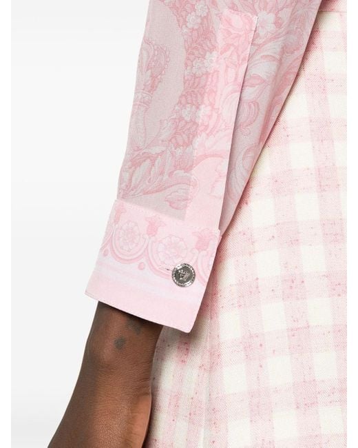 Camicia Con Stampa Barocca di Versace in Pink