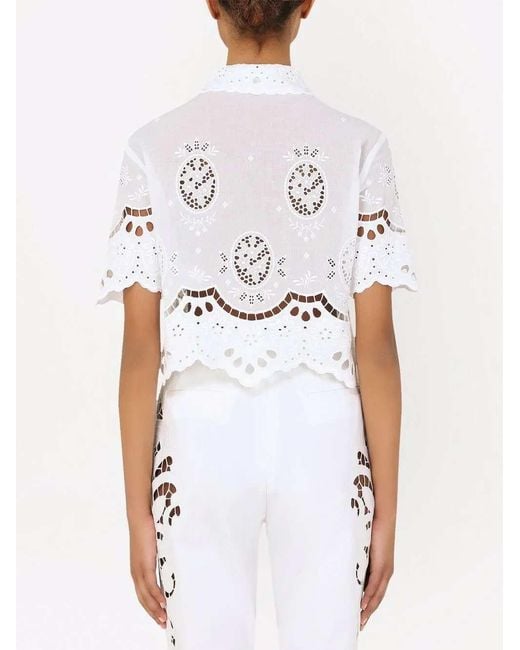 Dolce & Gabbana White Embroidered Polo Shirt