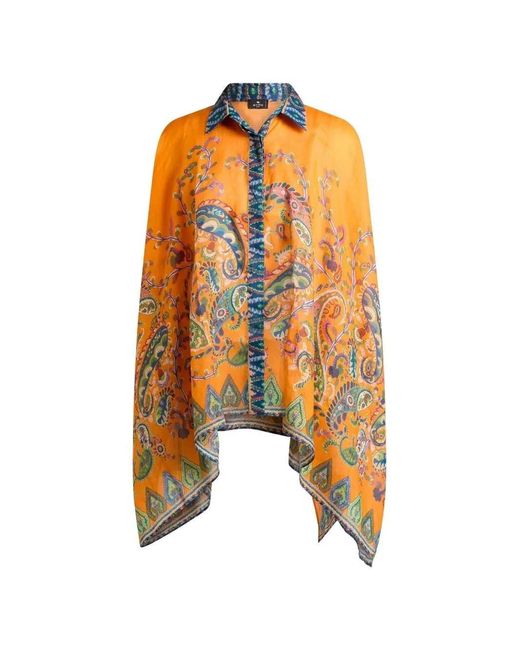 Etro Orange Printed A-Line Blouse