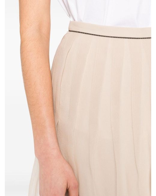 Brunello Cucinelli Natural Layered Midi Skirt