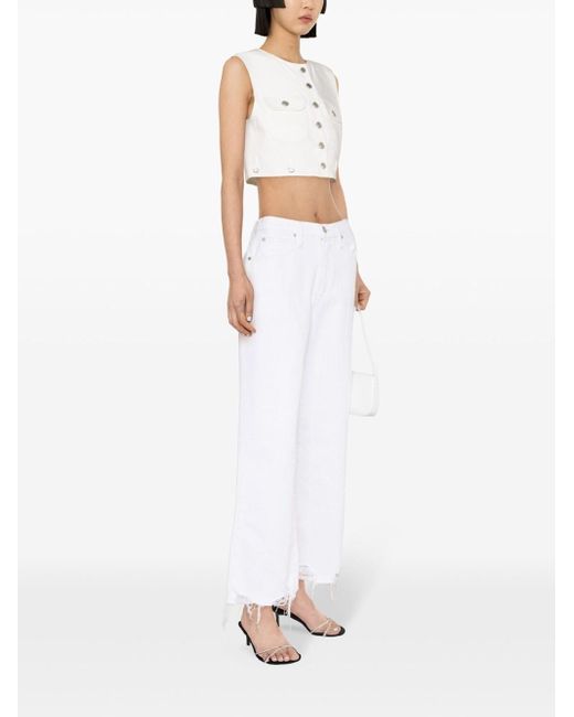Courreges White Cropped Denim Top