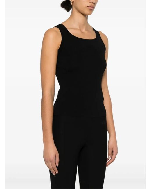 Max Mara Black Viscose Tank Top With Square Neckline