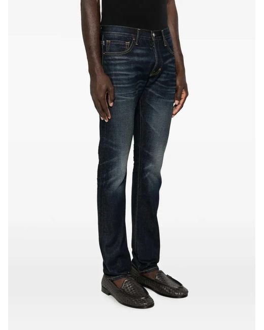Tom Ford Blue Jeans With Belt Loops And Logo Patch for men