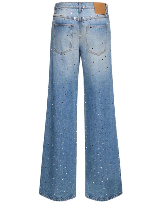 GIUSEPPE DI MORABITO Blue Decorated High-Waisted Wide Trousers