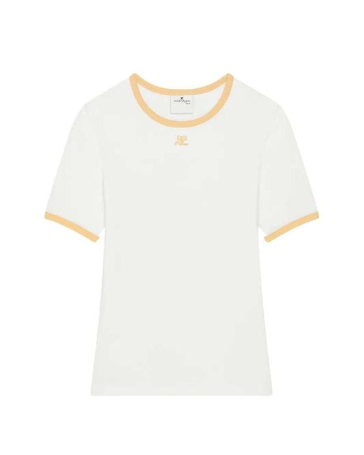 Courreges White T-Shirt With Contrasting Trim