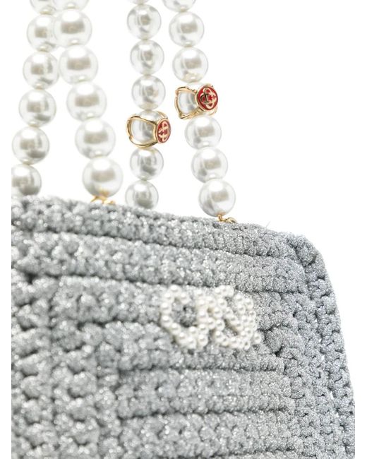 Casablanca White Bag With Chain And Beads