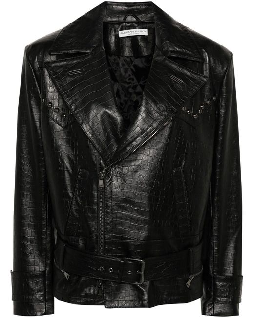 Alessandra Rich Black Jacket With Crocodile Effect