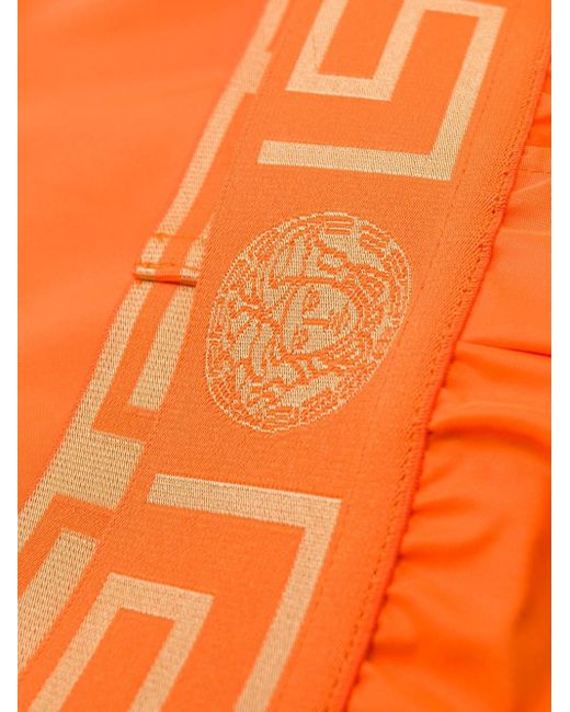 Versace Orange Greek Key Swimsuit for men
