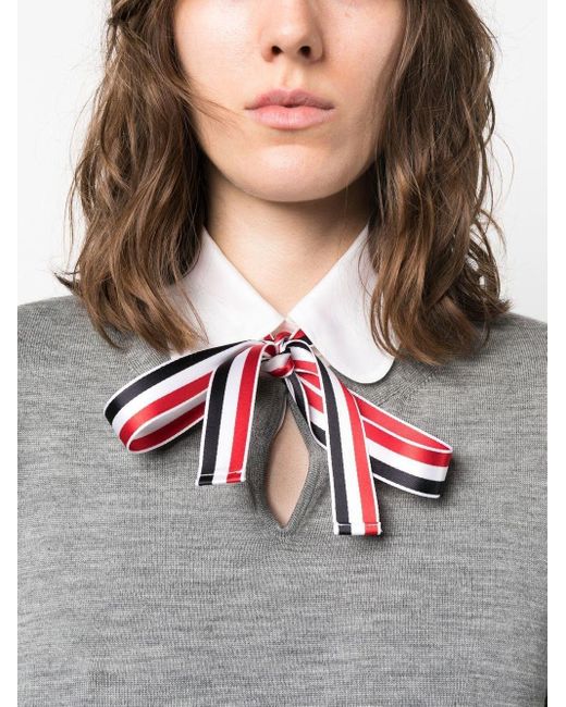 Thom Browne Gray Sweater With Ribbon