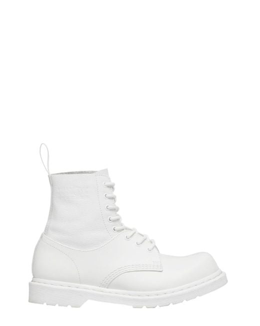 Mm6 Maison Margiela X Dr.martens White Leather Motorcycle Boots