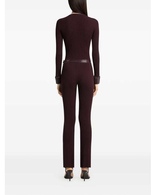 Courreges Purple Ribbed Cardigan With Vinyl Trim