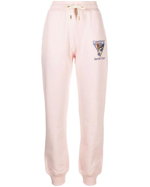 Casablancabrand Pink Tennis Club Sports Trousers With Embroidery