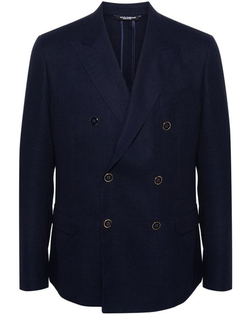 Dolce & Gabbana Blue Double-Breasted Blazer for men