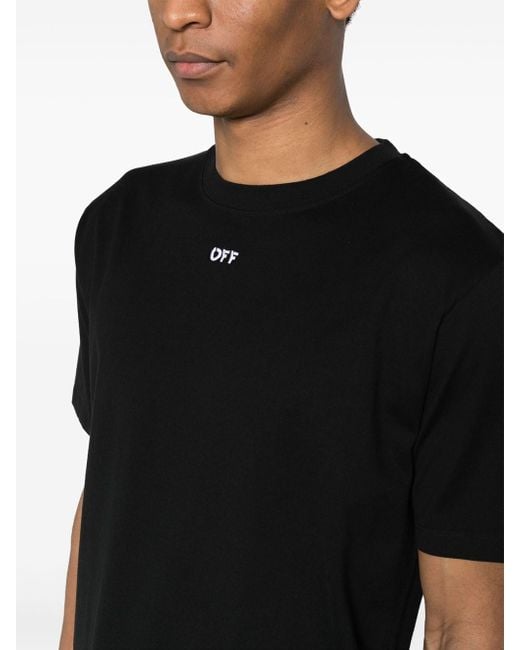 Off-White c/o Virgil Abloh Black T-Shirt With Embroidery for men