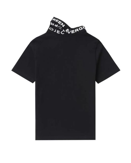 Y. Project Black T-Shirt With Triple Collar And Logo Print