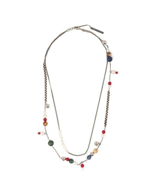 Dries Van Noten White Double Chain Necklace for men