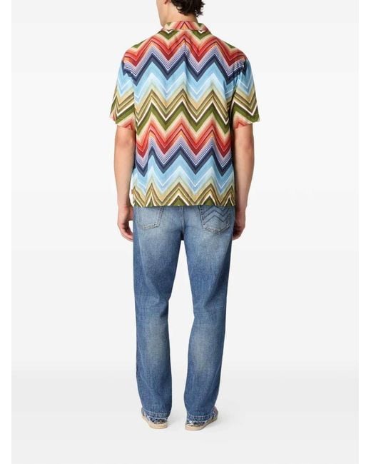 Missoni Blue Zigzag Pattern Shirt for men
