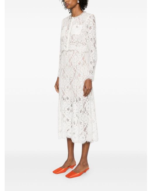 Self-Portrait White Midi Dress With Decoration