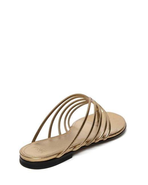 ALEVI Metallic Flat Flip-Flop Sandal With Thin Lizard-Print Leather Straps