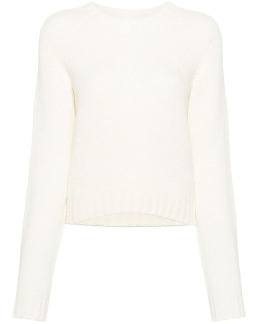 Palm Angels White Logo Wool Blend Sweater
