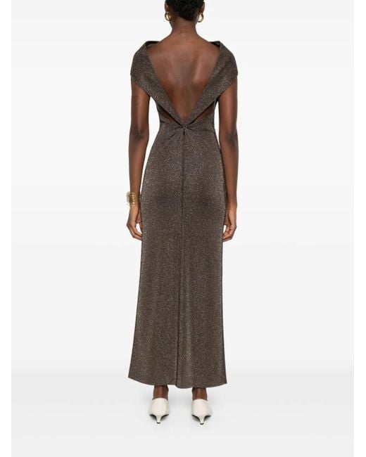Max Mara Brown Dress With Lamé Detail