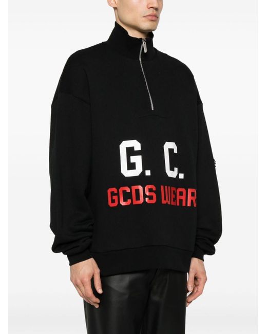 Gcds Black Half-Zip Sweatshirt for men